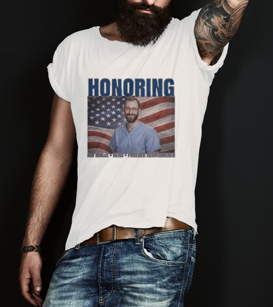 Honoring ICU Nurse Hero Forever Remembered American Flag T-Shirt