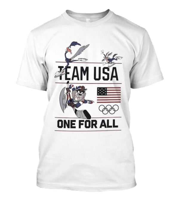 Team USA Looney Tunes One For All Olympics Characters American Flag T-Shirt