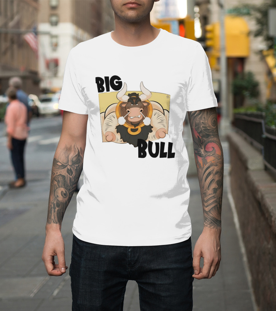Big Bull Bara Male Minotaur Cartoon Whimsical Horned T-Shirt