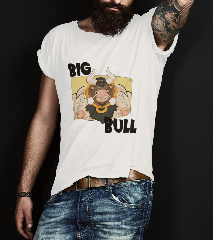 Big Bull Bara Male Minotaur Cartoon Whimsical Horned T-Shirt