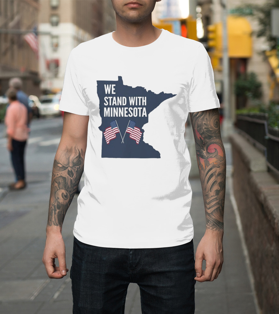 We Stand With Minnesota American Flags Solidarity T-Shirt