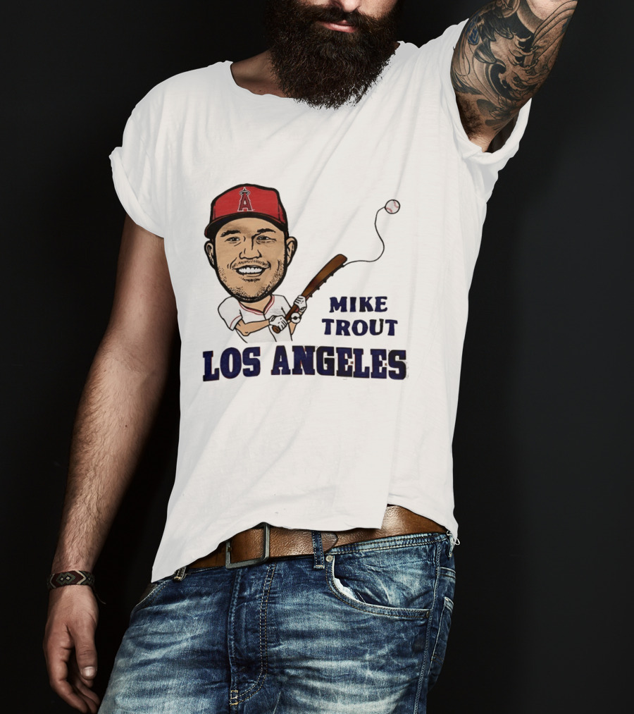 Mike Trout Los Angeles Angels Baseball Caricature T-Shirt