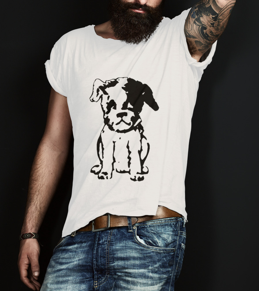 Puppy Dog Mystery Train Sketch Playful Canine T-Shirt