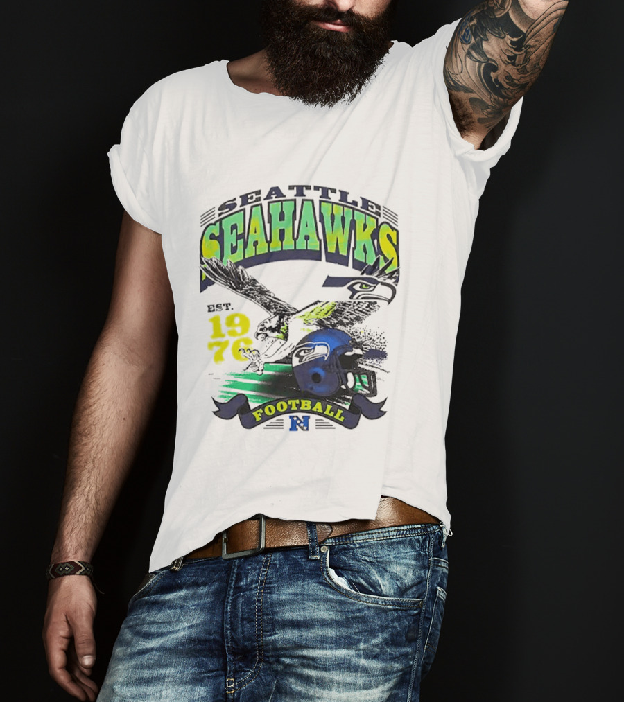 Seattle Seahawks Est. 1976 Football Puget Sound Champs Retro Helmet And Hawk T-Shirt