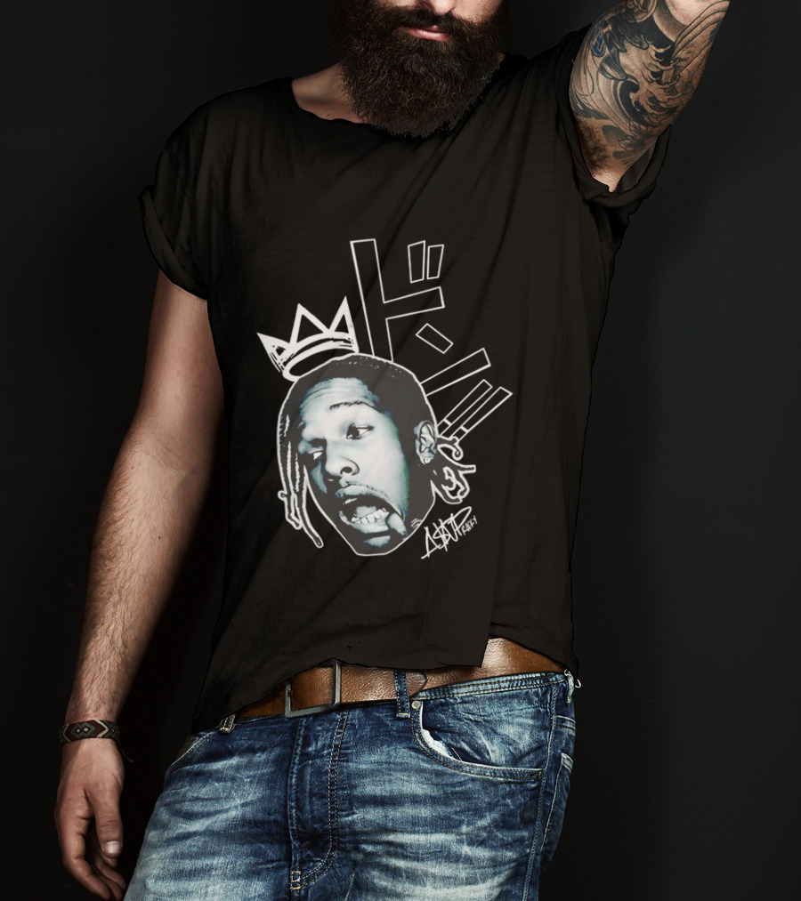 ASAP Rocky VI Big Head Crown Graphic Japan Text Signature T-Shirt