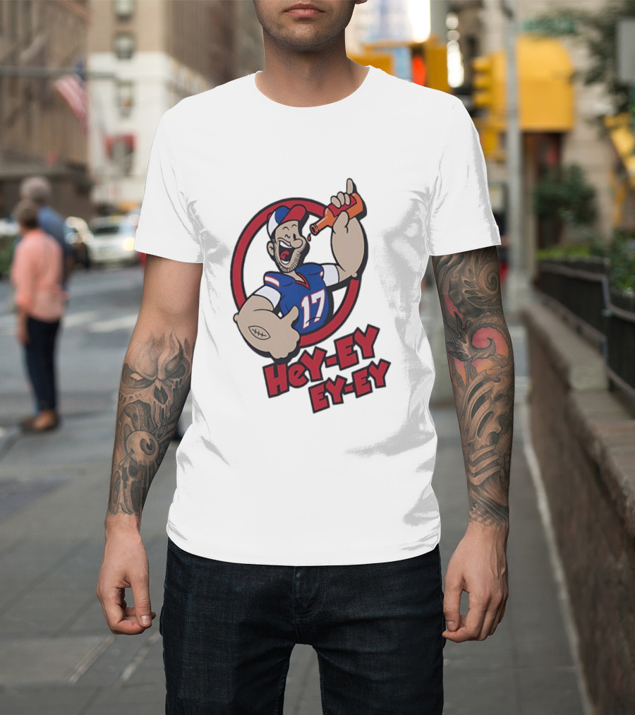 Hey Ey Ey Ey Josh Allen Illustrated Strong Finish Buffalo Bills T-Shirt