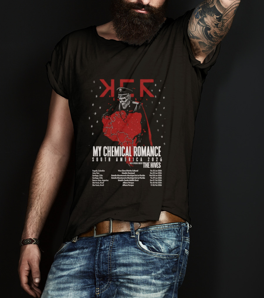 My Chemical Romance South America 2026 Tour The Hives Dates Cities Map Starry T-Shirt