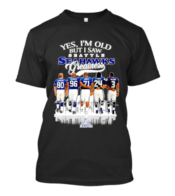 Seattle Seahawks Legend Players Largent Kennedy Jones Lynch Wilson XLVIII T-Shirt