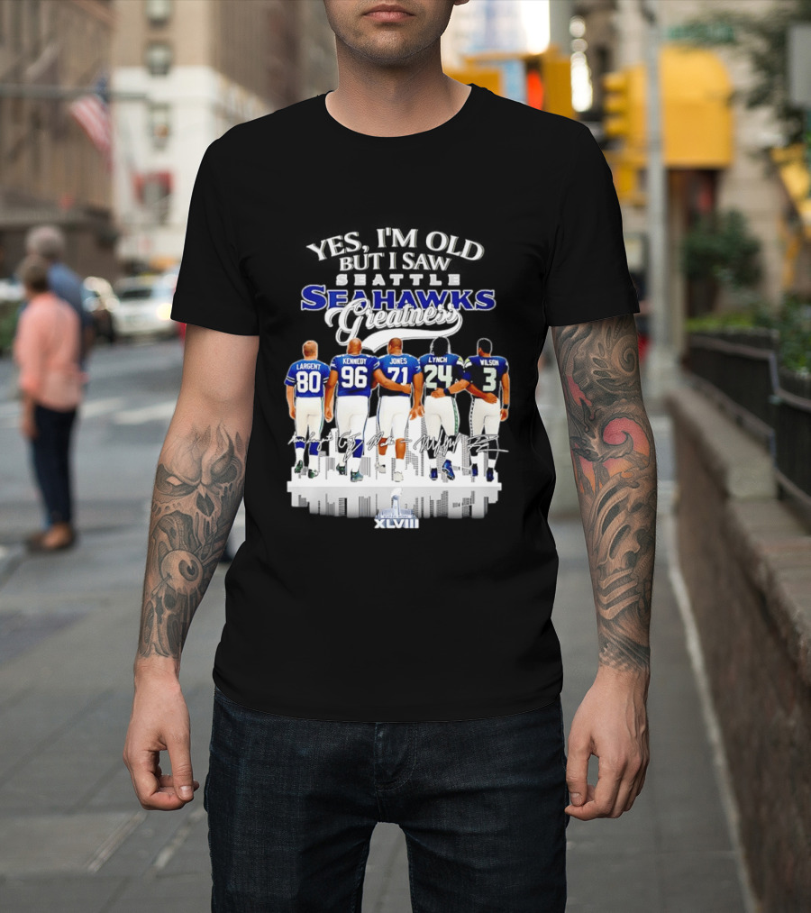 Seattle Seahawks Legend Players Largent Kennedy Jones Lynch Wilson XLVIII T-Shirt