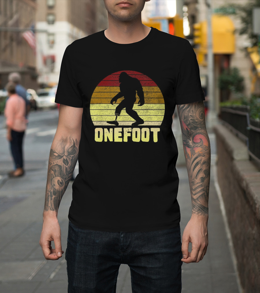 Bigfoot Artificial Leg Onefoot Silhouette Sunset T-Shirt
