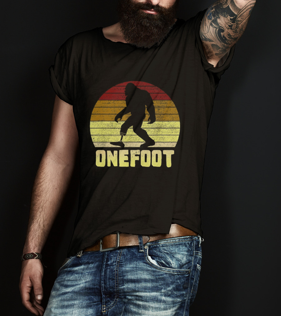 Bigfoot Artificial Leg Onefoot Silhouette Sunset T-Shirt