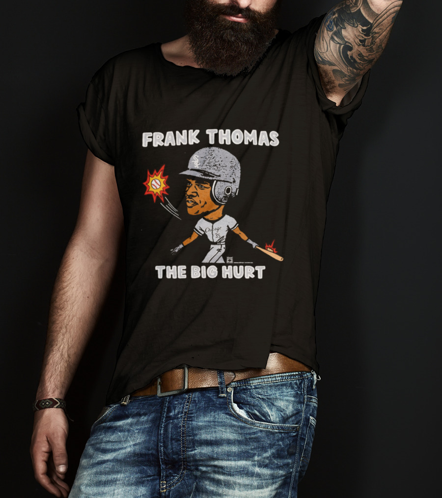 Frank Thomas The Big Hurt Chicago White Sox Baseball Cartoon T-Shirt