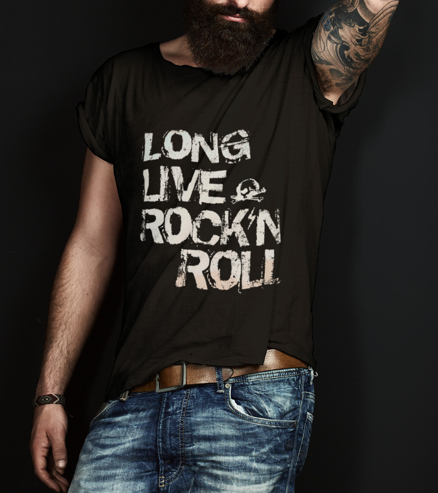 Long Live Rock N Roll Skull And Lightning Bolt T-Shirt
