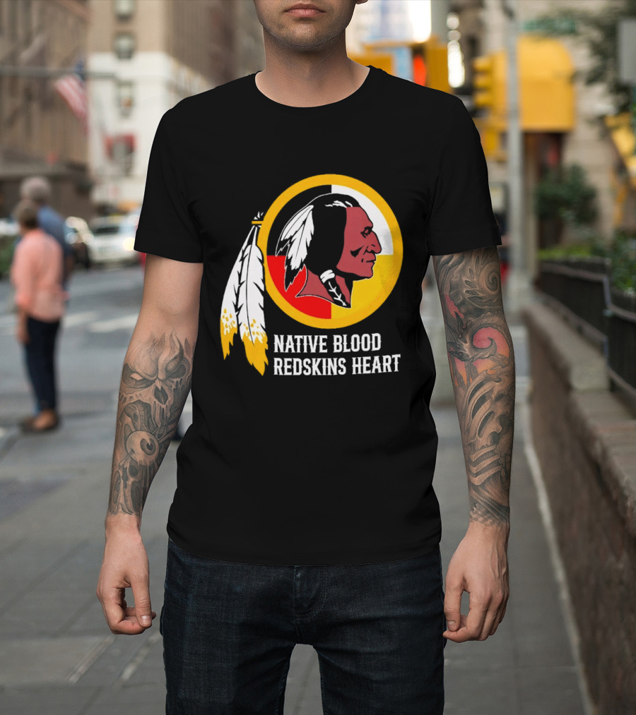 Native Blood Redskins Heart Washington Commanders T-Shirt