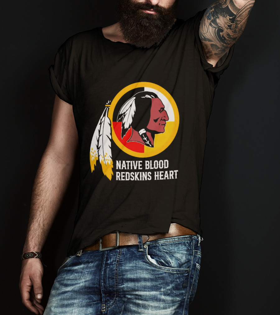 Native Blood Redskins Heart Washington Commanders T-Shirt