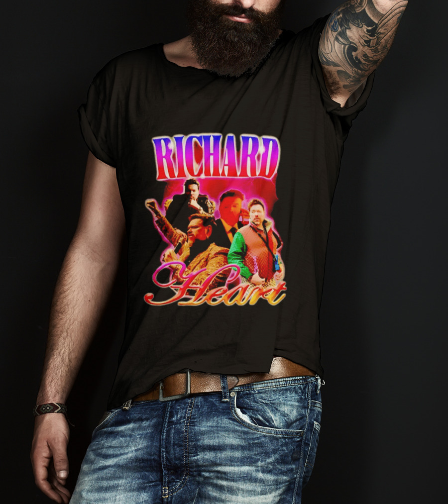 Richard Heart Lightning Bold Nostalgic Collage T-Shirt