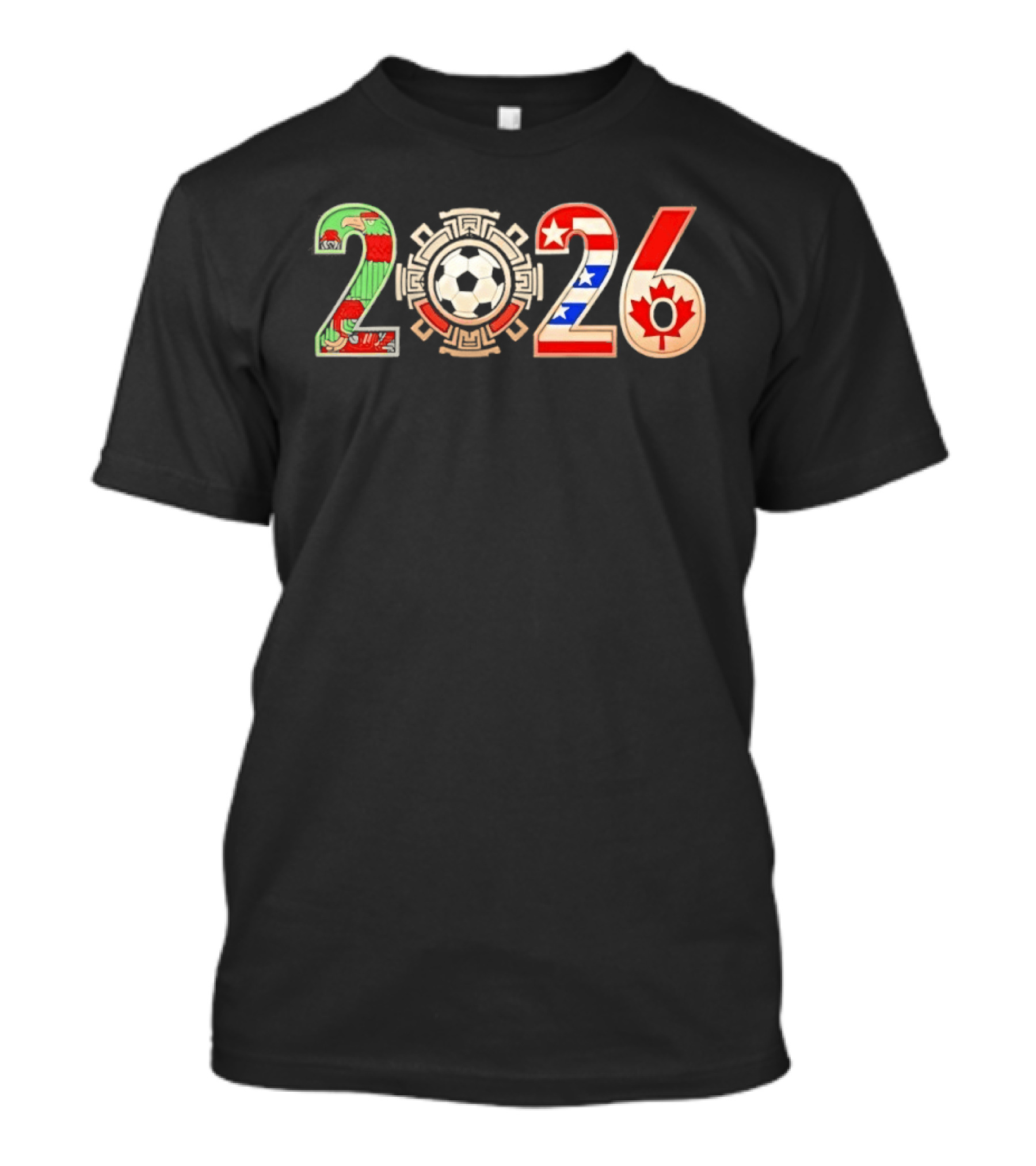 Three Nations One Game 2026 Soccer Cup USA Canada Mexico Flags And Soccer Ball T-Shirt