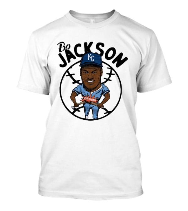 Bo Jackson KC Royals Cartoon Crack Baseball T-Shirt