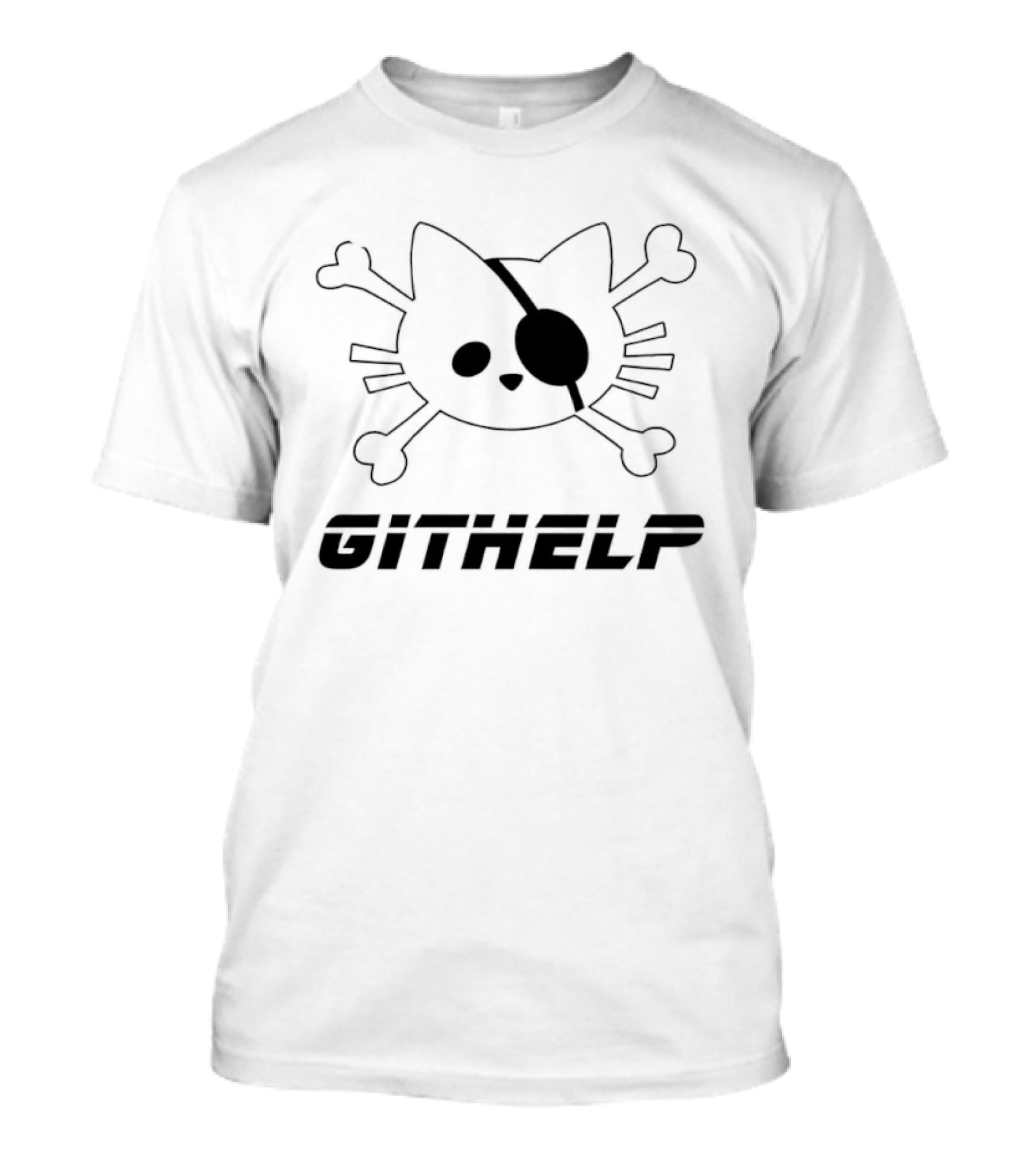 Cat Pirate Skull GitHelp Eyepatch Crossbones T-Shirt