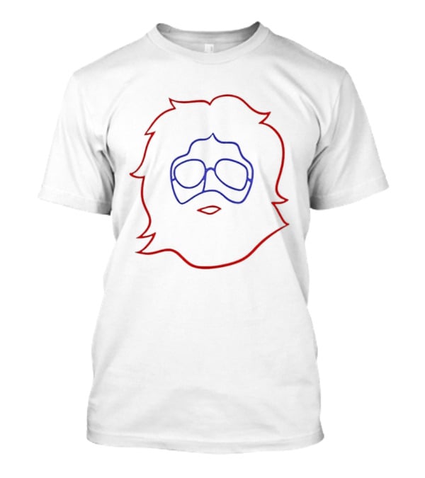 Jerry Garcia Life Coach Iconic Line Art Red Blue T-Shirt