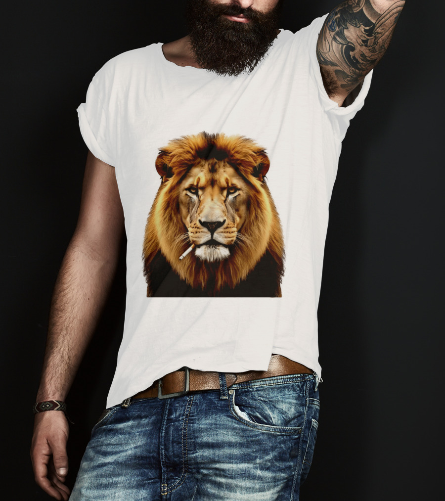 Lion Smoking Cigarette Majestic Wild T-Shirt