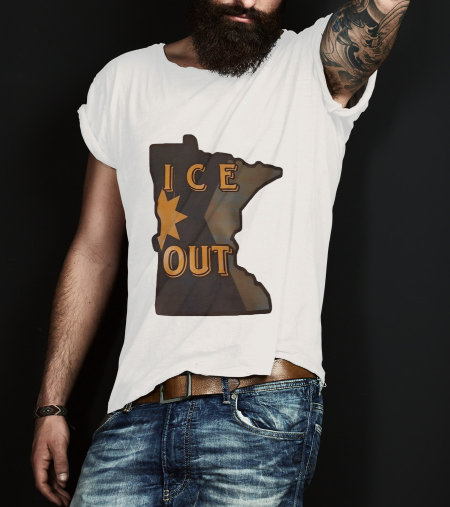 Minnesota Ice Out Bold Graphic State Map T-Shirt