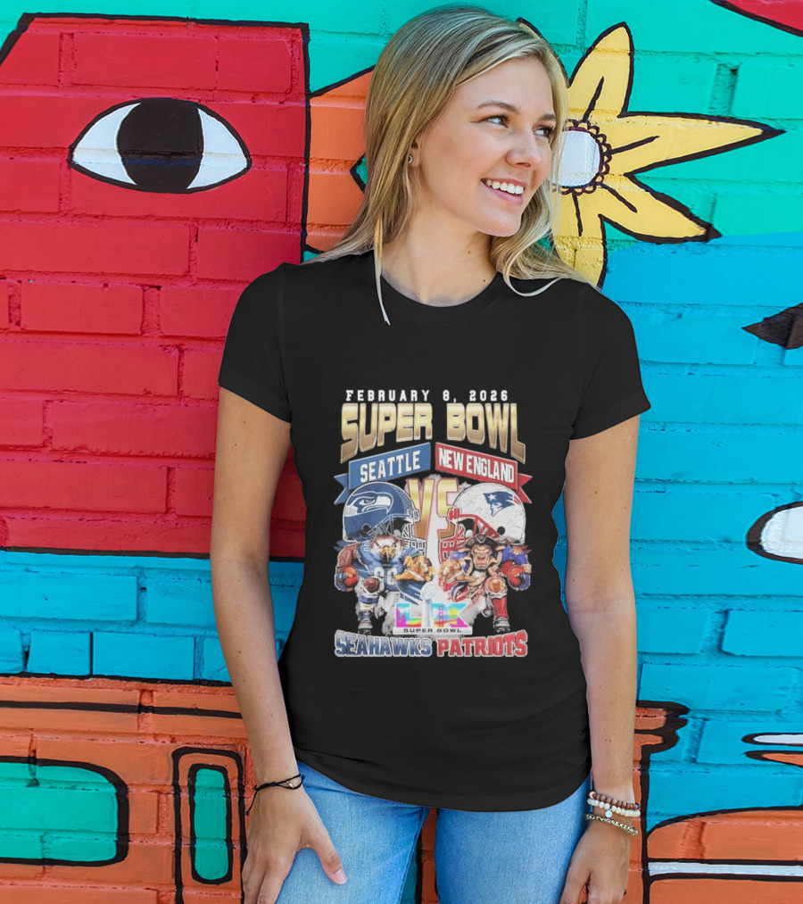Seahawks Patriots February 8 2026 Super Bowl LX Seattle New England Matchup T-Shirt