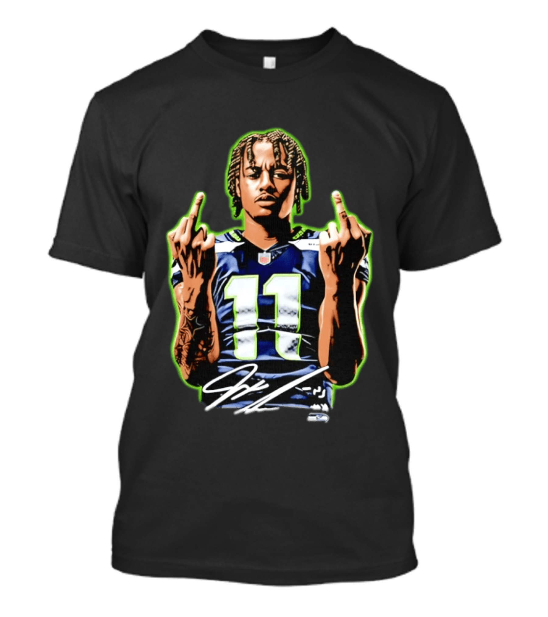 Jaxon Smith Njigba Seattle Seahawks 11 Middle Finger Gesture T-Shirt