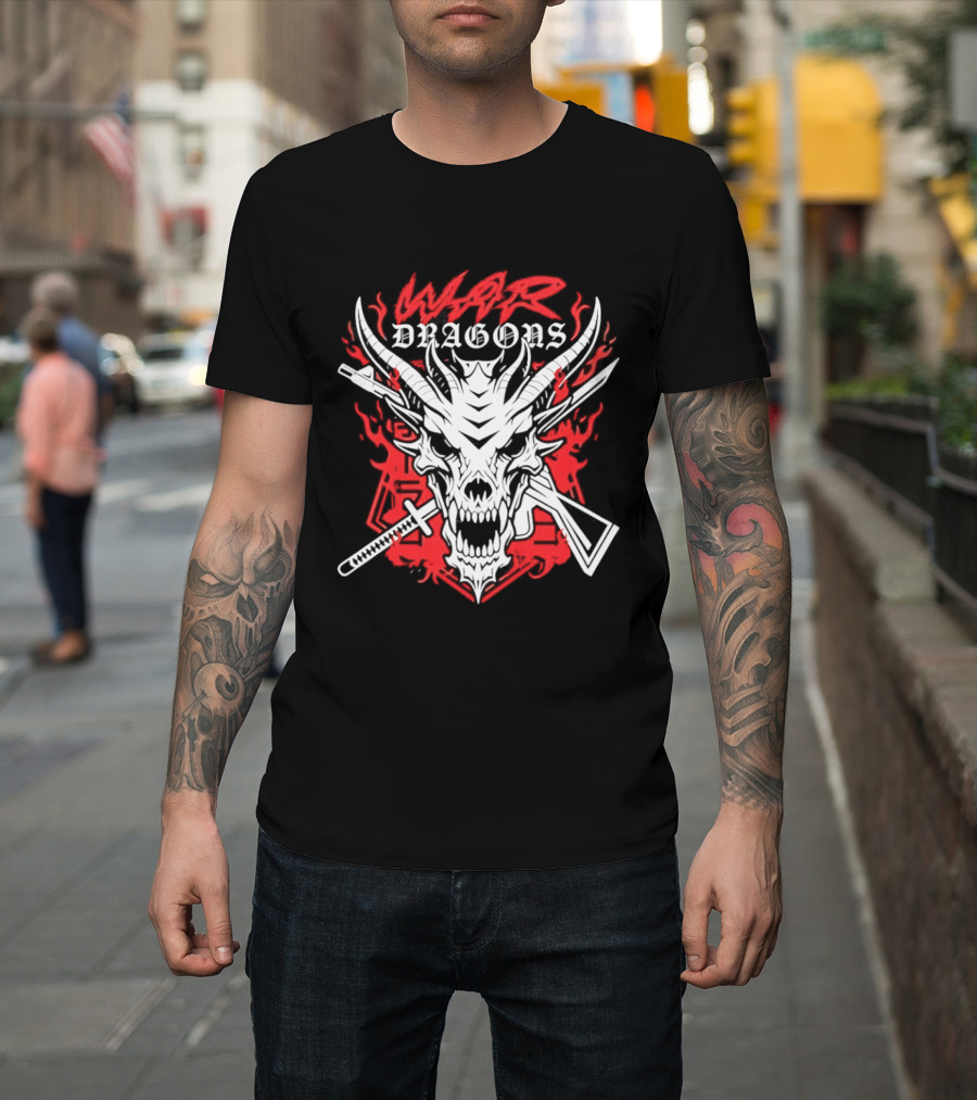 Shingo Takagi Drilla Maloney War Dragons White Skull Red Flames T-Shirt