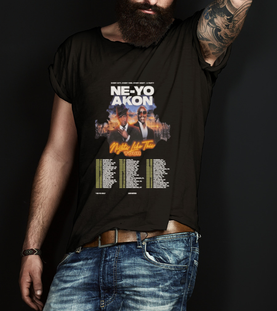 Ne Yo Akon Nights Like This Tour 2026 Dates City Skyline T-Shirt
