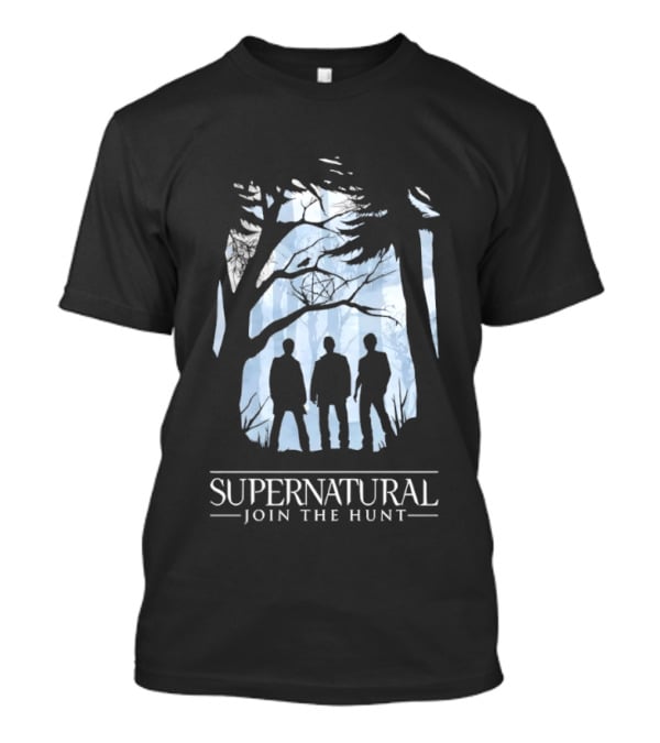 Supernatural Join The Hunt Silhouettes In Forest Scene T-Shirt