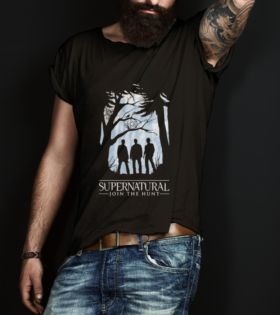 Supernatural Join The Hunt Silhouettes In Forest Scene T-Shirt