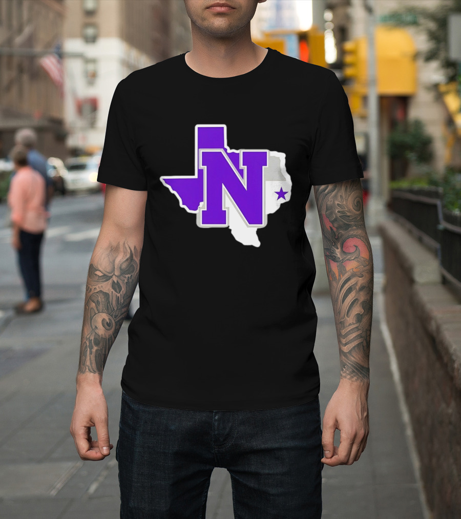 Norton High School Football Texas Map Purple N Star T-Shirt