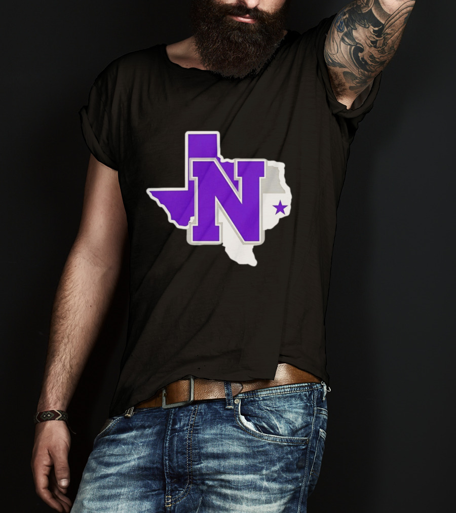 Norton High School Football Texas Map Purple N Star T-Shirt