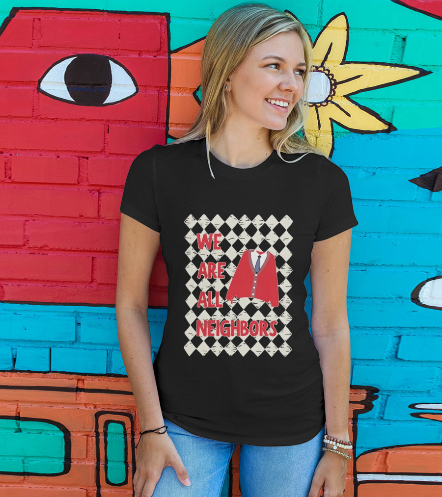 We Are All Neighbors Red Cardigan T-Shirt