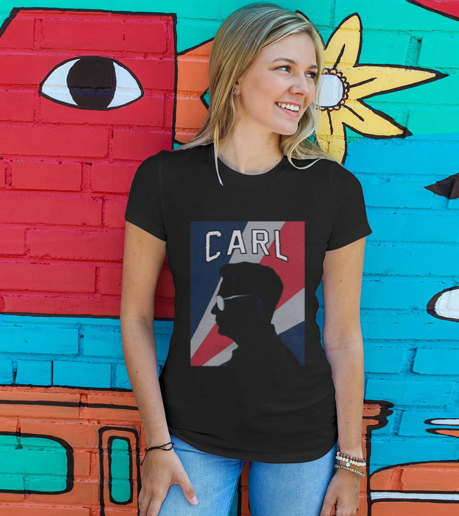 CARL Silhouette With Red And Blue Angled Stripes T-Shirt