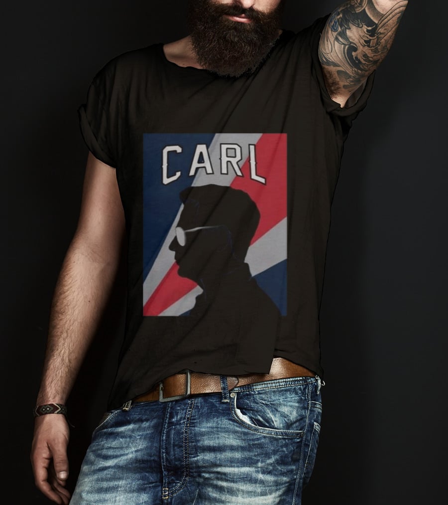 CARL Silhouette With Red And Blue Angled Stripes T-Shirt