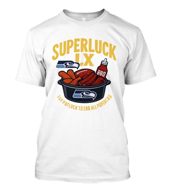 SuperLuck LX Seattle Seahawks Potluck BBQ Football T-Shirt