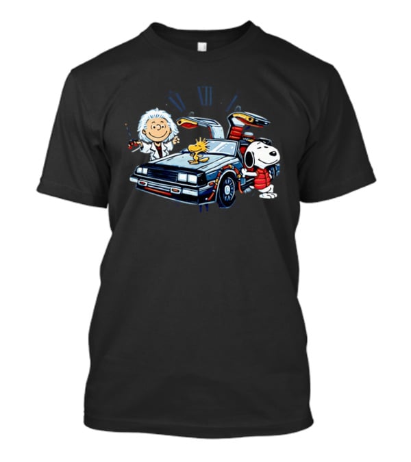 Snoopy Woodstock Back To The Future DeLorean T-Shirt