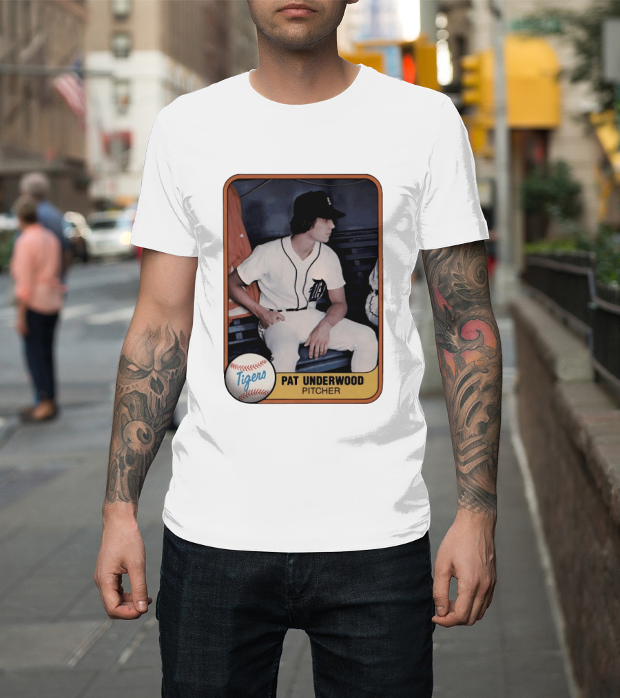 Tigers Pat Underwood Pitcher Baseball Card T-Shirt