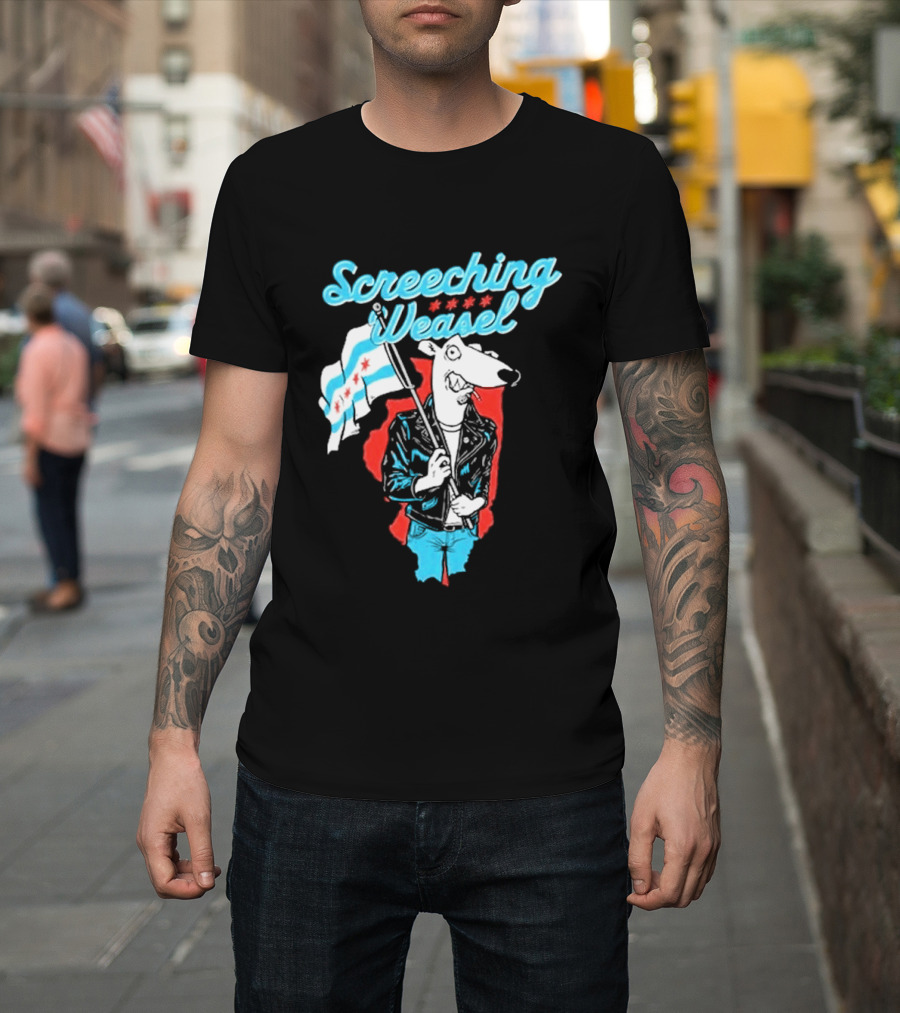 Screeching Weasel Chicago Flag Punk T-Shirt