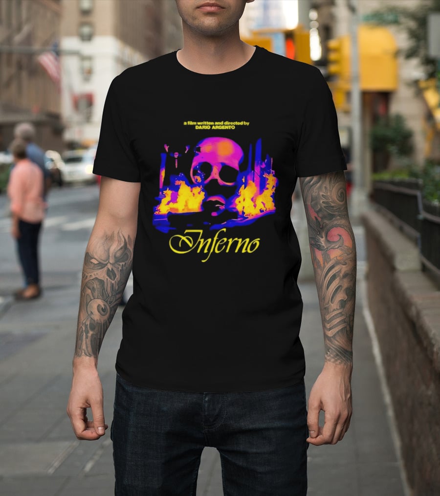 Inferno 80s Horror Skull Flames Psychedelic T-Shirt