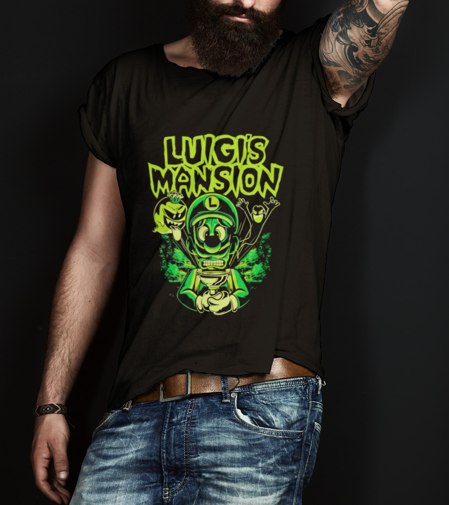 Luigi's Mansion Mario Game Character Neon Ghost T-Shirt