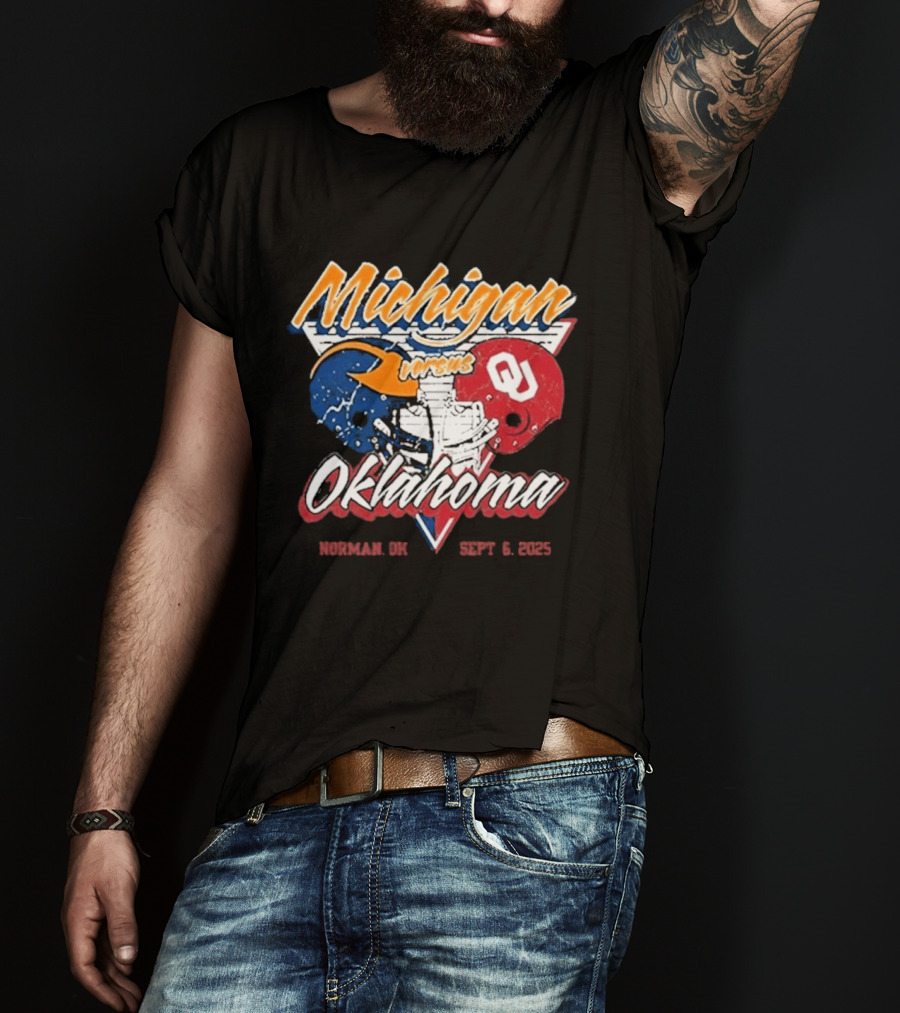 Michigan Wolverines Vs Oklahoma Sooners Football Gameday 2025 Norman SEPT 6 Sports Rivalry T-Shirt