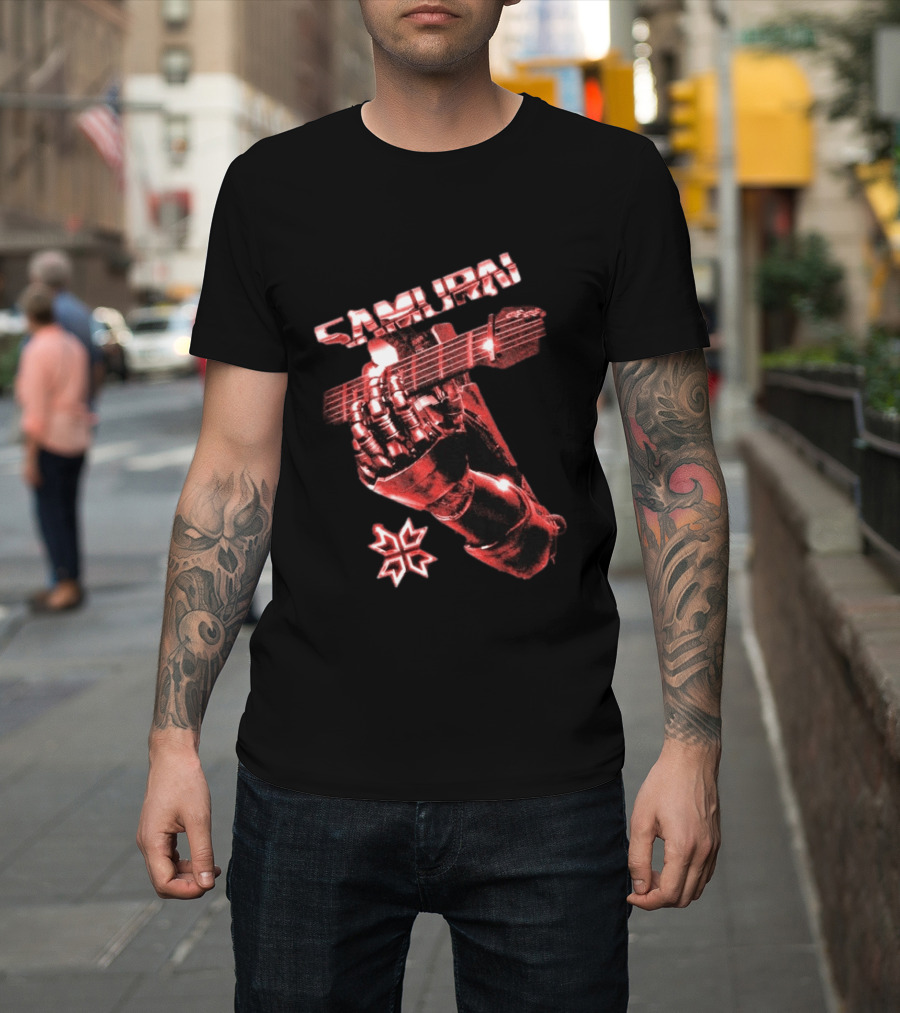 Samurai Cyberpunk 2077 Metallic Hand Guitar T-Shirt