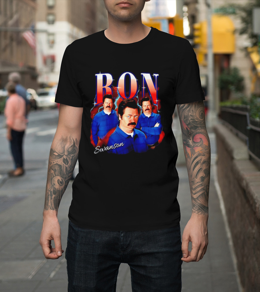 Parks And Recreation Ron Swanson Hearthrob Character Collage T-Shirt