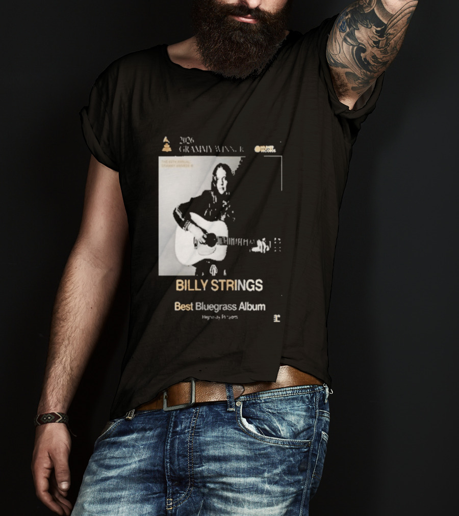 Billy Strings 2026 Grammy Winner Best Bluegrass Album Performance Acoustic Guitar T-Shirt