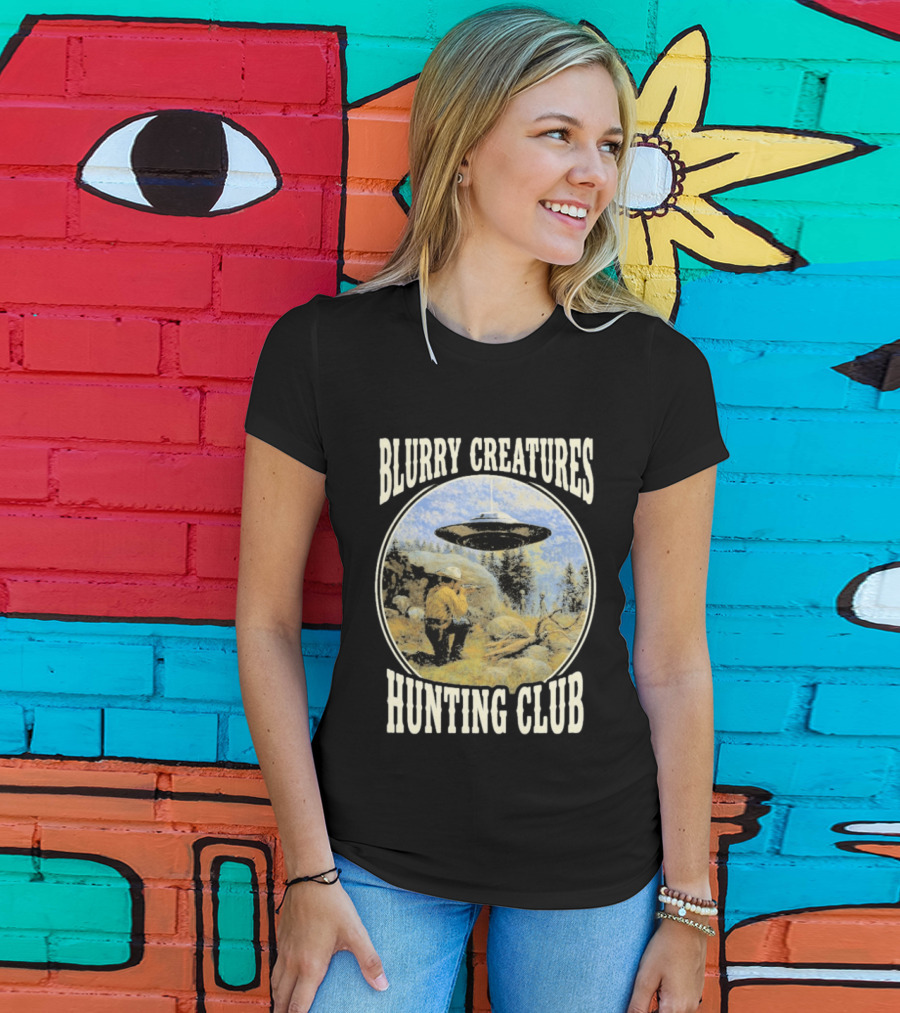 Blurry Creatures UFO Encounter Wilderness Adventure Hunting Club T-Shirt