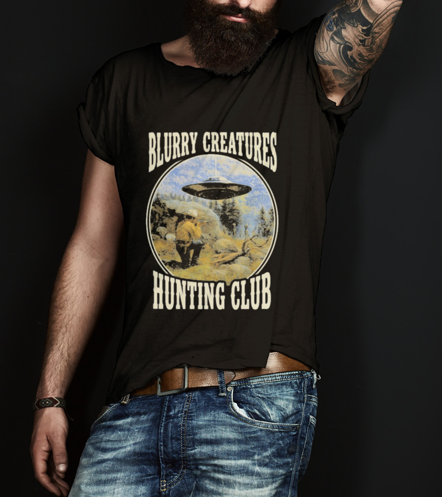Blurry Creatures UFO Encounter Wilderness Adventure Hunting Club T-Shirt