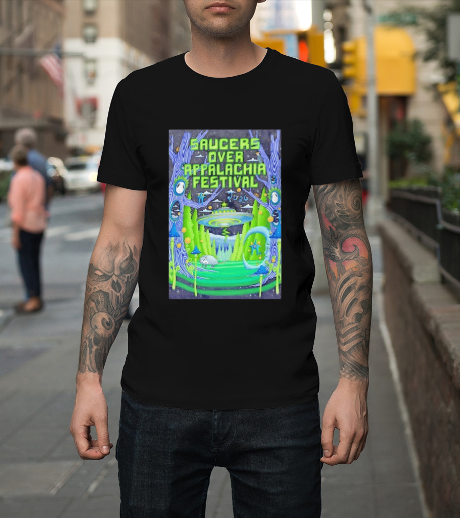 Saucers Over Appalachia Festival 2026 UFO Theme Bristol VA Jun 13 Forest Aliens T-Shirt